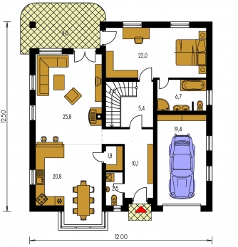 Grundriss des Erdgeschosses - BUNGALOW 37